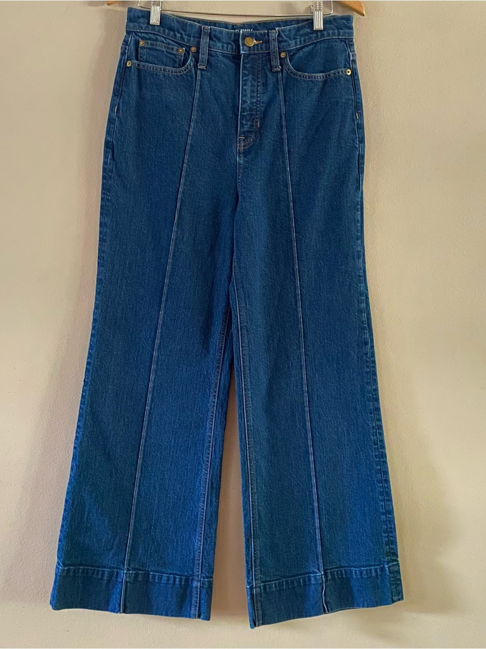 J. Crew Women’s Pintuck Denim Trouser Wide-Leg High-Rise 90s Preppy Size 29 x 30